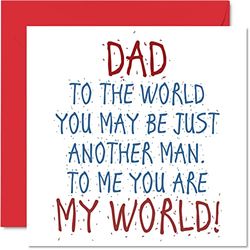 Särskilda farsdagskort för pappa – Dad You Are My World – grattis på födelsedagskort från dotter eller son, farsdagspresent, 145 mm x 145 mm fars dagskort pappa gratulationskort present till pappa