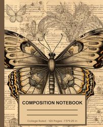 Composition Notebook Vintage Butterfly: A College Ruled Vintage Notebook