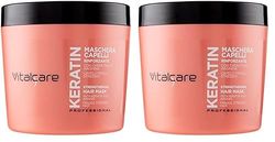 Vitalcare | Keratin - Maschera Capelli Rinforzante, per Capelli Fragili e Stressati, con Cheratina e Arginina, per Capelli più Forti e Morbidi, 500 ml (Confezione da 2)