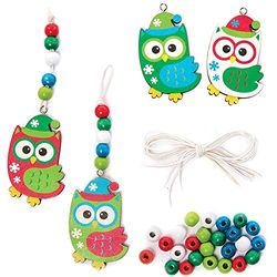 Baker Ross Hibou Decoration Noel à Perles - Lot de 4, Decoration de Noel (FX367)