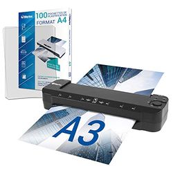 Laminator A3 A4 A5 A6 A7 Pro Ultra snabbt varmt och kallt upp till 2 x 150 mikron temperatur justerbar för professionell intensiv användning förpackning med 100 A4
