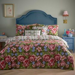 Furn Feeoni Cottage Juego de Funda nórdica Floral - Verde Sauce - King