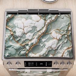 PETTI Artigiani Italiani - Cubrefuegos de cocina moderno con efecto mármol salvia, 40 x 70 cm, 100% fabricado en Italia