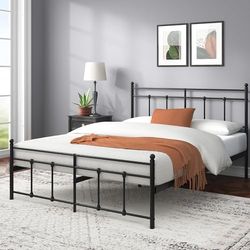 Zinus Nicholas Bed 160 x 190 cm - 31 cm hoog - tweepersoonsbed - metalen bedframe met hoofdeinde en voeteneinde - zwart