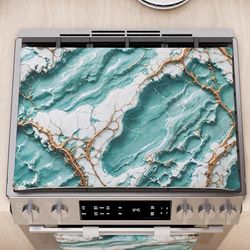 PETTI Artigiani Italiani - Modern Blue Marble Effect Kitchen Hob Cover, 40 x 70 cm, 100% Made in Italy