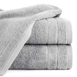 Eurofirany Damla handduk bomull enkel mjuk mönster tjock set 3-pack Oeko-Tex, stålgrå, 70 x 140 cm