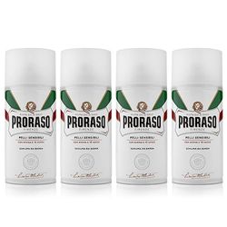 Proraso Schiuma da Barba Pelli Sensibili, 4 x 300ml, Schiuma barba Anti Irritazione con Estratti di Avena e Tè Verde, Made in Italy