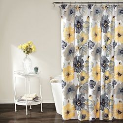 Lush Decor Leah Rideau de Douche, 182,9 cm de Large x 198,1 cm de Long, Jaune et Gris