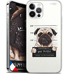 Caseink Beschermhoes voor Apple iPhone 12 Pro Max (6,7 inch) Gel HD [bedrukt in Frankrijk – iPhone 12 Pro Max – zacht – schokbestendig] Beware The Puggy Dog