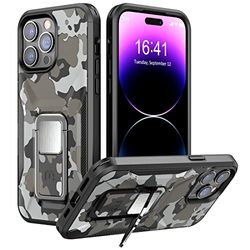 MYBAT Pro Stealth-serie telefoonhoesje voor iPhone 14 Pro Max hoesje met standaard 6,7 inch, ondersteuning magnetische autohouder, zware militaire kwaliteit valbeschermende robuuste bumper