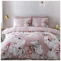 GC GAVENO CAVAILIA Set copripiumino reversibile, morbido e confortevole, con stampa, in policotone, rosa cipria, per letto king size
