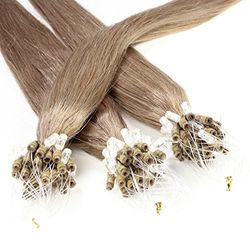 hair 2heart 200 x 0,5 g Echthaar Microring Loop Extensions, 60 cm - slät - 14 mörk blond - Loops hårförlängning