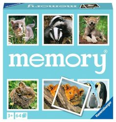 Ravensburger Memory 20879 - dierenkinderen, de klassieke speelklassieker voor dierenfans, spelspel voor 2-8 spelers vanaf 3 jaar