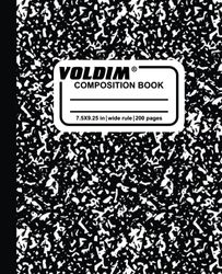 Voldim's wide range of composition notebooks. Wide lined paper, multicolor, 9-3/4 x 7-1/2 Inches, 100 sheets,