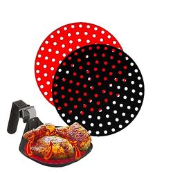 NK 2uds Papel de Horno Reutilizable de Silicona para Freidora de Aire - Alfombrilla de Silicona AirFryer Liner, Antiadherentes, Accesorios para freidoras sin Aceite (Redondo, 22,5cm)