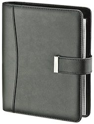 BSB Manager 02-0504 Diary Organiser Weekly Planner Appointment Calendar - 2022 - Approx. A5-1 Week = 2 Pages - Soft Film, Classic, Black - Ring Binder with 6-Hole Punch, Refillable - Model Manager