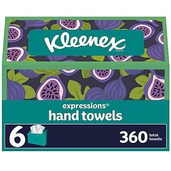 Kleenex Expressions Disposable Paper Hand Towels, Paper Hand Towels for Bathroom, 6 Boxes, 60 Hand Towels per Box (360 Total Tissues)