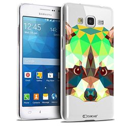 Caseink - Fodral för Samsung Galaxy Grand Prime SM-G530 [Crystal HD Polygon Series Animal - Styv - Ultratunn - Tryckt i Frankrike] - Tvättbjörn