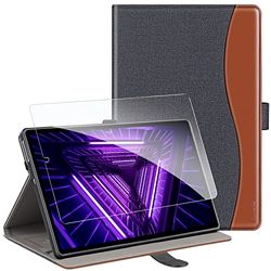 ZtotopCases Fodral för Lenovo Tab M10 FHD Plus 10,3 tum 2020 (2:a gen) med 1 displayskydd, ficka, Stylus Loop, multivinkel, allround skyddsfodral (modell Tab-X606X/X606F), denim svart