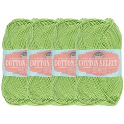 JubileeYarn Cotton Select Lot de 4 écheveaux de fil de coton 50 g Vert citron