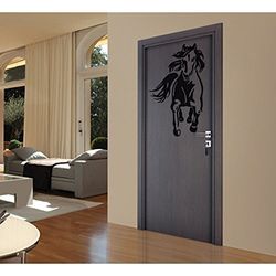 Tatoutex Stickers Cheval au Galop de Face - Gris Clair, L 20cm x H 32cm