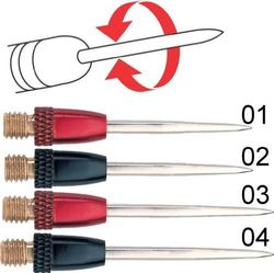 Unicorn CONVERTA Spare Points, stålspetsar för mjuk dart, set om 3, färg: 03 – röd lång