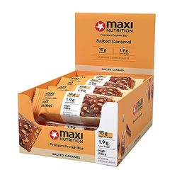 MaxiNutrition Premium Protein Bar - High Protein Snack - Low in Sugar - 15g Protein - Salted Caramel, Under 190 kcal per Serving, 12 x 45g