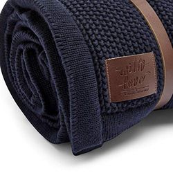 The Little Green Sheep Couverture bébé en Polaire tricotée Bio Midnight