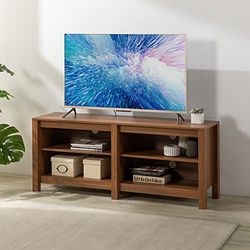 Zinus Camden TV Unit Stand - TV Stand 147x40x60 cm - Eenheid met open & verstelbare rekken - Lichtbruin