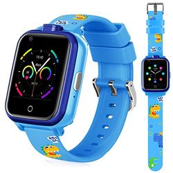 smartwatch bambini con GPS e chiamata, 4G bambini smartwatch IP67 impermeabile orologio bambini con SOS, doppia fotocamera, Wi-Fi touch screen Bluetooth orologio da polso per ragazzi ragazze (blu)