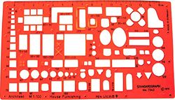 Standardgraph ST7342 – Möbleringsstencil arkitekt skala 1:100