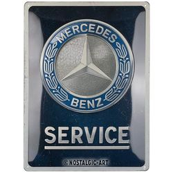 Nostalgic-Art Plaque rétro, 30 x 40 cm, Mercedes-Benz – Service Emblem Blue – Idée de cadeau pour fans de Mercedes-Benz, en métal, design vintage