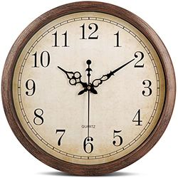 Bernhard Products Brown Wall Clock Silent Non Ticking (16 Inch Vintage)