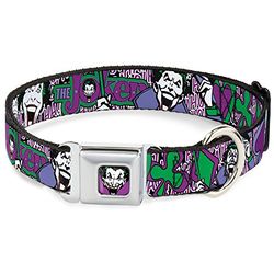 Buckle Down dc-wjk001-s Cintura di Sicurezza Collare di Cane, Piccolo, Joker Face/Logo/Picche Nero/Bianco/Viola