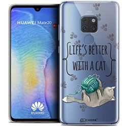 Caseink fodral för Huawei Mate 20 (6.5) fodral [kristallgel HD kollektion citat design"Life's Better with a Cat - mjuk - ultratunn - tryckt i Frankrike]