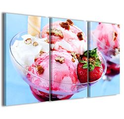 Kunstdruk op canvas, Ice Cream, moderne afbeeldingen uit 3 panelen, klaar om op te hangen, 120 x 90 cm