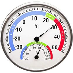 analoge thermometer WA35, ronde thermo-hygrometer met comfortweergave, analoge vochtigheidsweergave