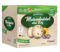 Fidelio Lot de 100 boules de graisse sans filet - Nourriture pour oiseaux sauvages toute l'année - Riche en protéines et en énergie - Nourriture pour oiseaux sauvages de qualité supérieure - Carton de
