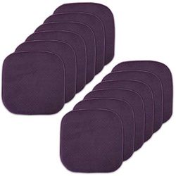 Sweet Home Collection Cojines de Espuma viscoelástica para Silla, Goma Antideslizante, diseño de Panal de Abejas y Esquinas Redondeadas de 16 x 16 Pulgadas, Color Morado Berenjena, Paquete de 12
