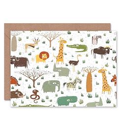 Wee Blue Coo PAINTING ILLUSTRATION ABSTRACT AFRICAN ANIMALS COLLAGE GREETINGS CARD