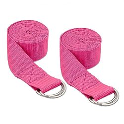 Relaxdays Set da 2 Cinghie da Yoga, Ausilio per lo Stretching, 250 x 3,8 cm, Cinture per Stretching, in Cotone, Rosa