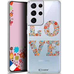 Caseink Fodral för Samsung Galaxy S21 Ultra (6.8) [HD [gel tryckt i Frankrike Summer Design Love Flowers" kollektion - mjuk - ultratunn]