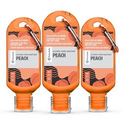 Palm Safe Peach 3 Pack 60ml Anti Bacterial Premium Hand Sanitiser Travel Size Refillable Clip Bottle Quick Drying Non Sticky Extra Moisturising Kills 99.9% of Viruses and Bacteria