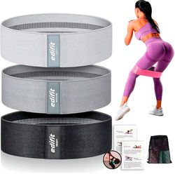Edifit, Resistance Band, Elastic, Elastisch, tapes met 3 weerstandsniveaus, oefening, antislip elastiekjes, 3 stuks, voor gym, yoga, crossfit, pilates of thuistraining (Zwart, grijs en lichtgrijs)