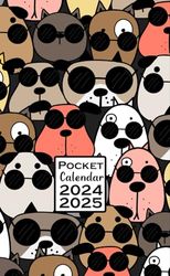 Pocket Calendar 2024 - 2025: 24 Month Monthly Pocket Planner from JANUARY to DECEMBER - Cute dogs - To-Do Lists & Notes Pages