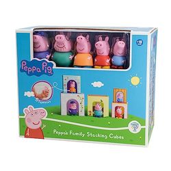 Peppa Pig - 5 Cubos apilables y 5 Figuras de Peppa Pig - 2 Juguetes en 1 - (Deqube 921D00064)
