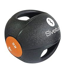 sveltus 884 Médecine Ball 4 kg Avec poignées medicinboll, svart/orange, (poids disponibles: 4, 6, 8 et 10 kg) -4