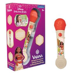 Lexibook, Vaiana, Microphone Lumineux pour Enfant, Jeu Musical, Haut-Parleur intégré, Effets Lumineux, mélodies de démonstration, Beige/Rouge, MIC80VN