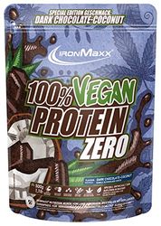 IronMaxx 100% Vegan Protein Zero - Dark Chocolate Coconut 500g | Poudre de protéine sans sucre et riche en protéines composée de 4 ingrédients | Poudre de protéine véganes sans aspartame