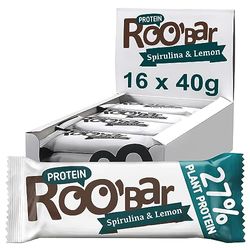 Roo'bar Barres Protéinées Spiruline & Citron - Bio & Vegan - 16x40g